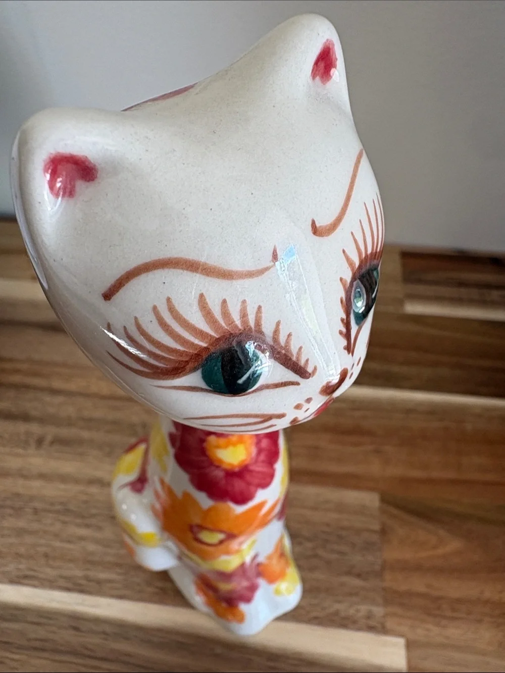 Unikat Vena Hand Painted Polish Pottery Cat floral